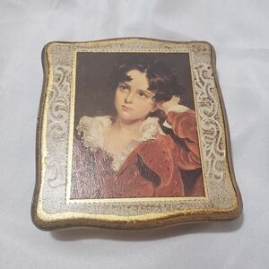 Red Boy Painting Mele Trinket Jewelry Box Gift Gallery Japan Wooden Velvet Lined